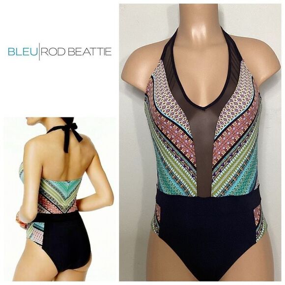 New. BLEU Rod Beattie plunge neck swimsuit. Retails $149. Size 10 - Picture 1 of 11